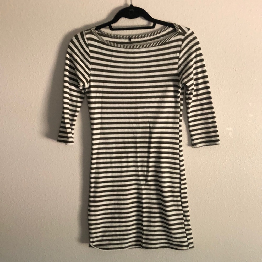 Olive and White striped bodycon dress
